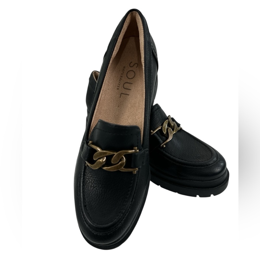 Soul Naturalizer Onyx Lug Slip On Loafer Chunky Platform Sole Chain Link